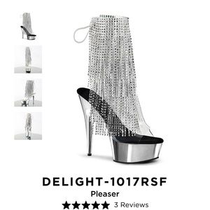 Pleaser heels chrome with fringe- new